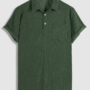 Men's Corduroy Half Button Short Sleeve POLO