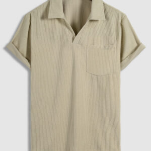 Men's Corduroy Single Pocket Casual V-Neck POLO