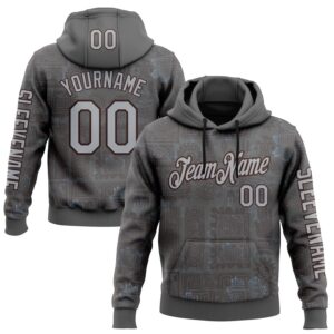 Custom Gray Brown 3D Pattern Design Ethnic Tribal Sportswear Pullover Sweatshirt Hoodie