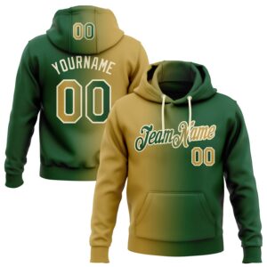 Custom Stitched Green Old Gold-Cream Gradient Fashion Sports Pullover Sweatshirt Hoodie